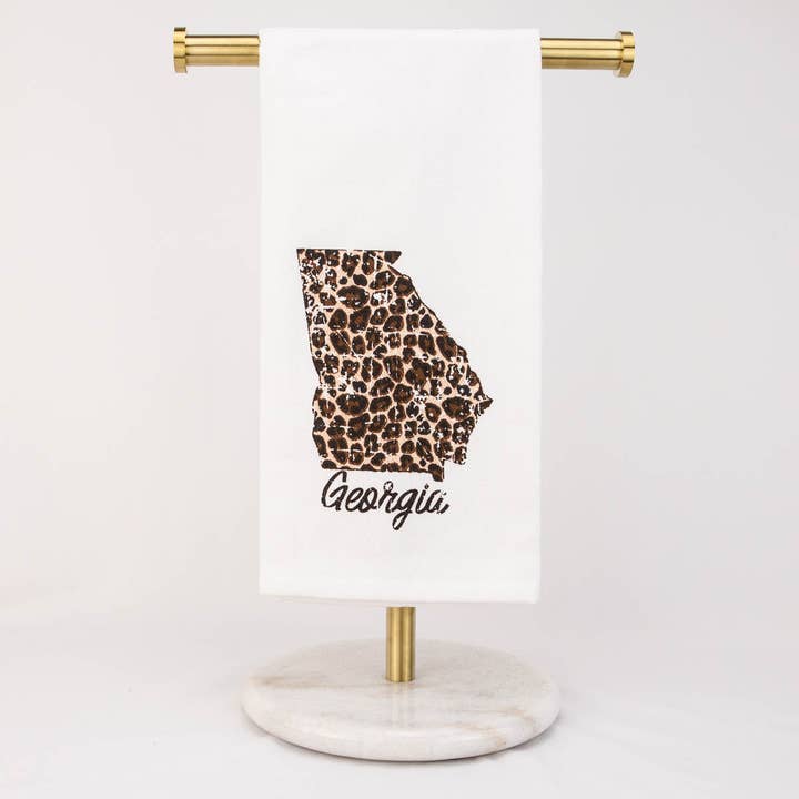 The Royal Standard – wholesale Handduk – Georgia Leopard Handduk Vit/Svart/Tan 20x28