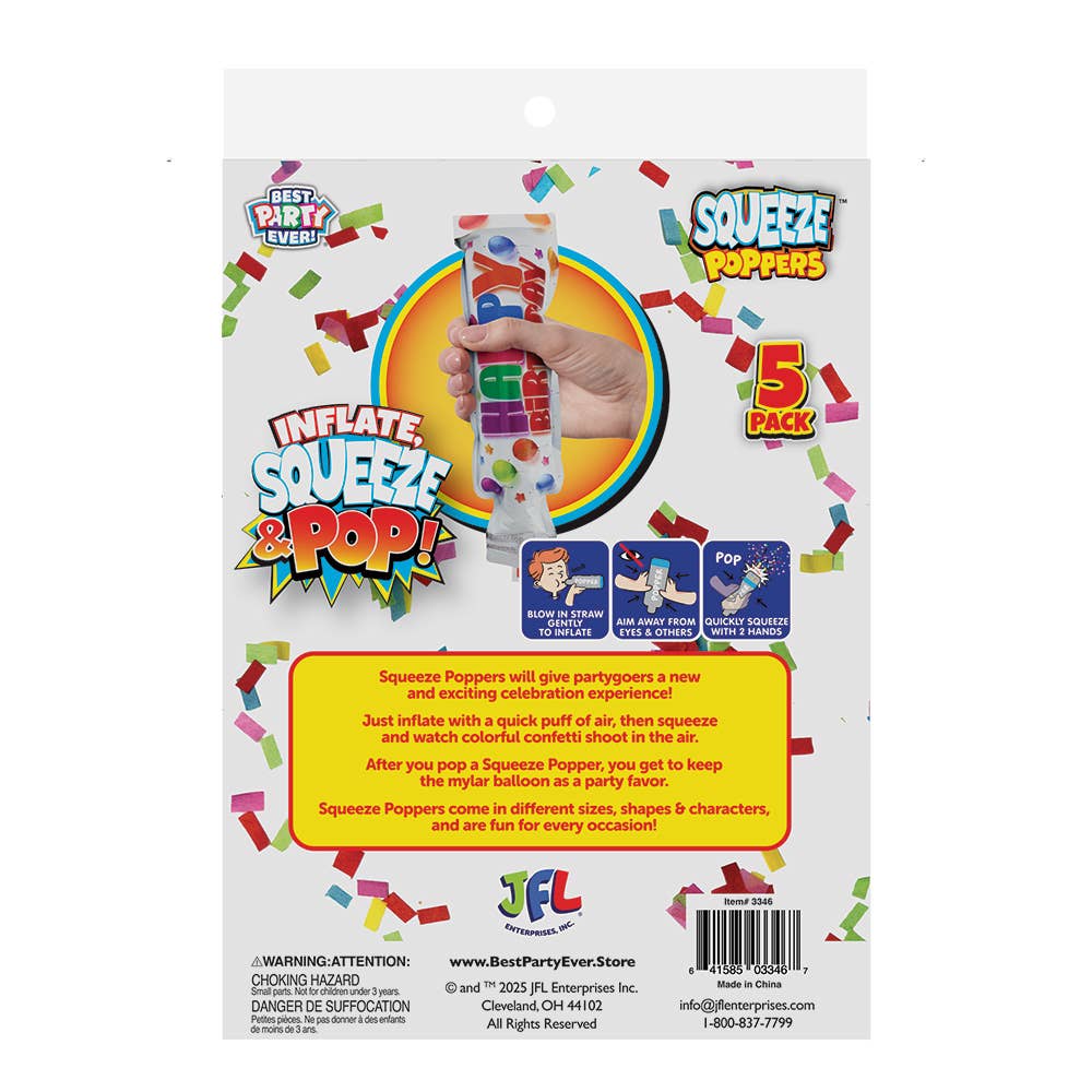 JFL Enterprises - Wholesale Party Popper - Classic Happy Birthday Squeeze Poppers Confetti Cannon1