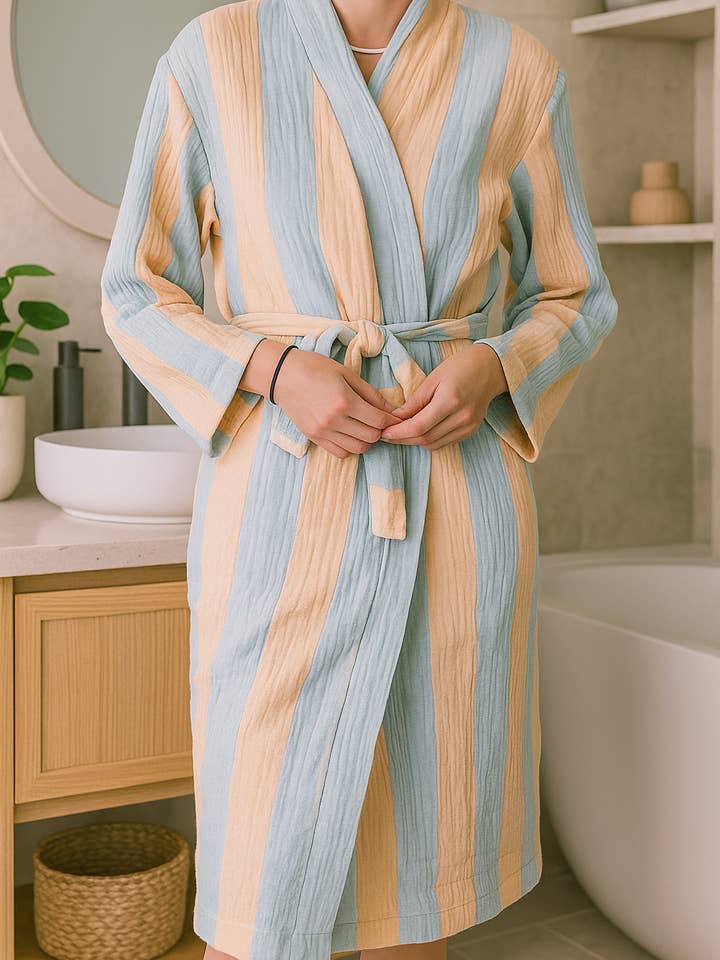 Olive & Loom - Wholesale Robe - Women's - Muslin Striped Robe2