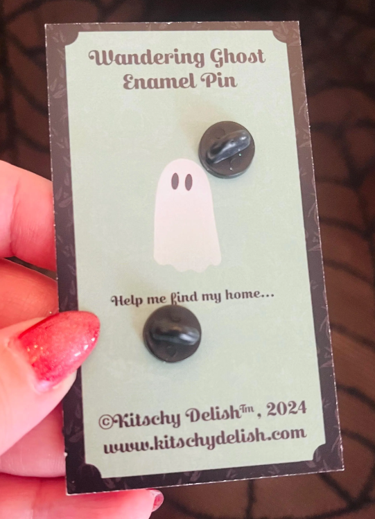 Kitschy Delish – wholesale Lapel pin/button – Wandering Ghost, moving enamel pin2