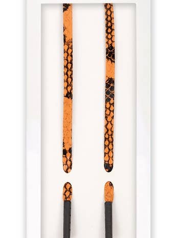 Scarlet Snake – Slim Snake-Print Shoelaces in Orange & Black for wholesale by The Shoelace Brand