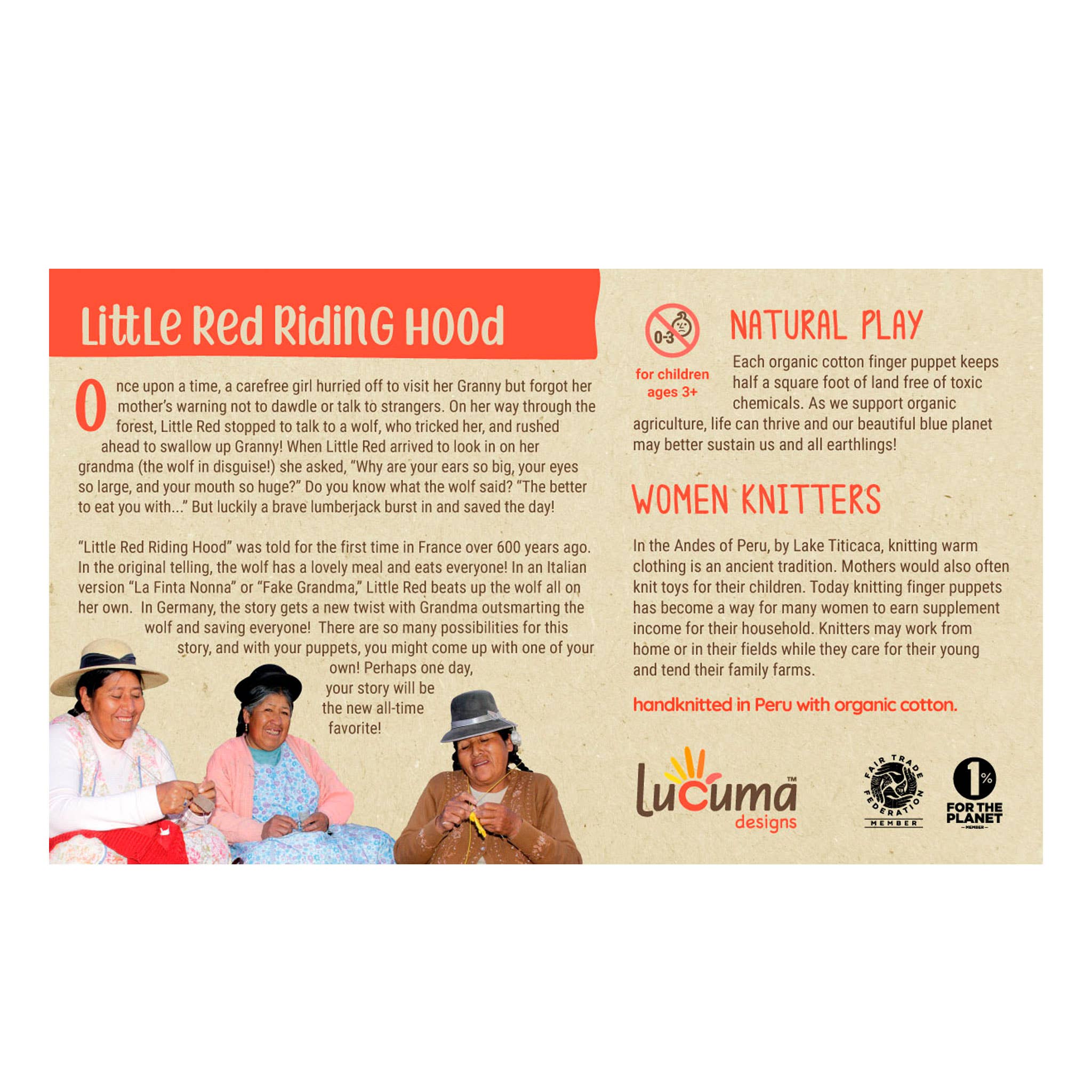 Lucuma Designs - Wholesale Finger Puppet - Kids & Baby - Little Red Story Pack of 4 - Organic Cotton Finger Puppets - Creative Play7