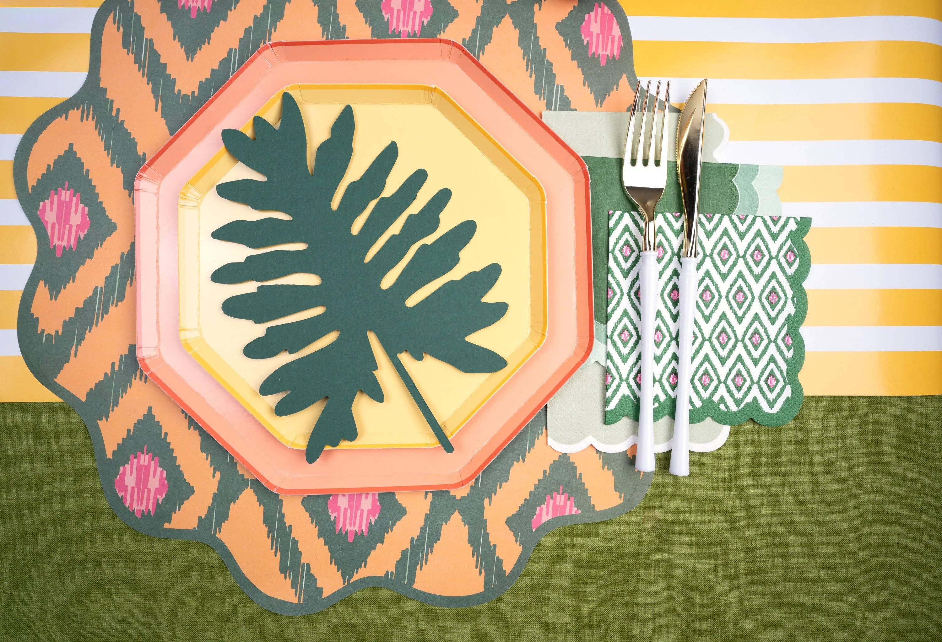 Gatherings by Curated Paperie - Vendita all'ingrosso Tovagliolo monouso - Tovaglioli da bevanda verde sfumato a conchiglia SPR23-CN25