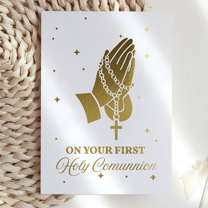 First Holy Communion Card Praying Hands Foil for wholesale by Printarelle
