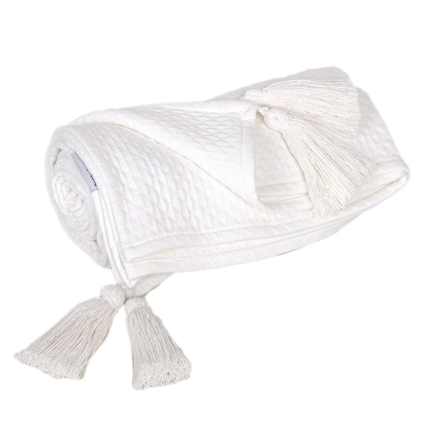 HomeRoots - Wholesale Throw Blanket - 60" X 50" White Woven Cotton Throw Blanket0