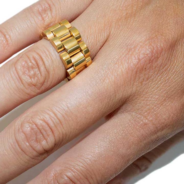 HoopLa - Wholesale Chain Ring - Roll X- Watch band Ring- Stainless steel 14K14