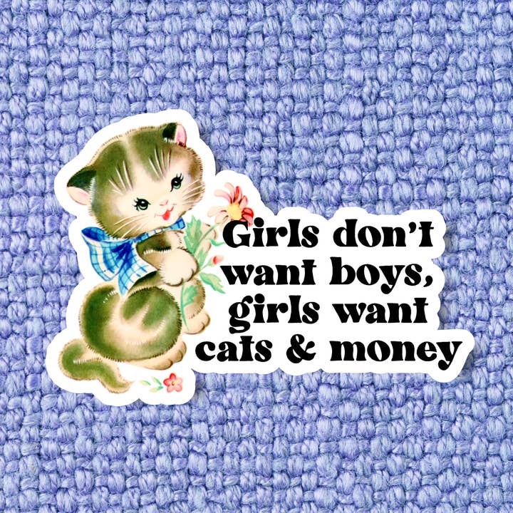 Funny cat sticker, Trendy sticker, Feminist stickerĀ for wholesale by Radical Buttons