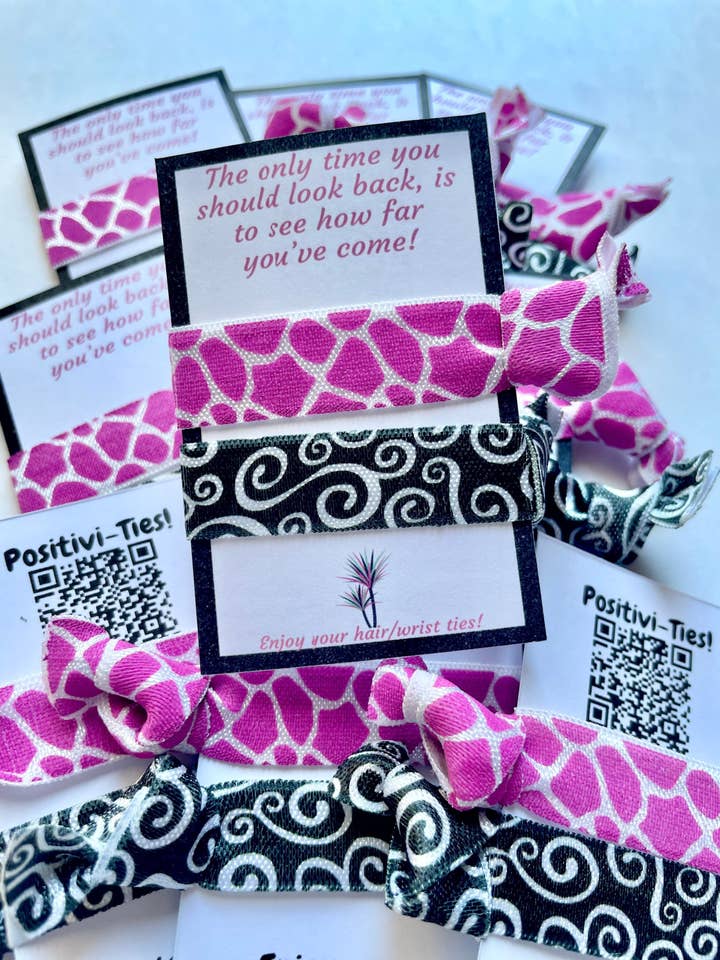 Elastic Hairbands, Hair Tie Bracelet, Positivity Gift for wholesale by Positivi-Ties