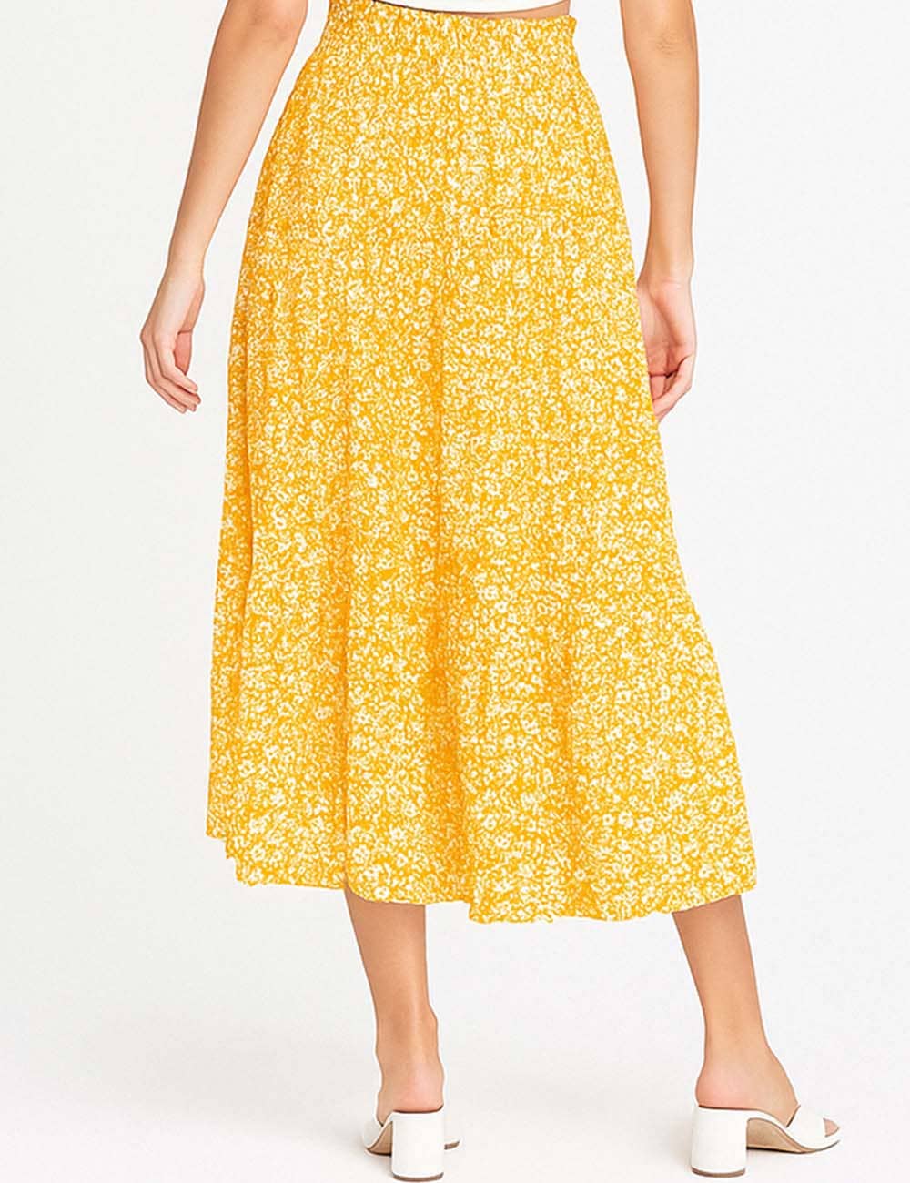 Sweetkama - Wholesale Skirt - Women's - Ladies Boho Elastic Waist Ruched Drawstring Skirt4