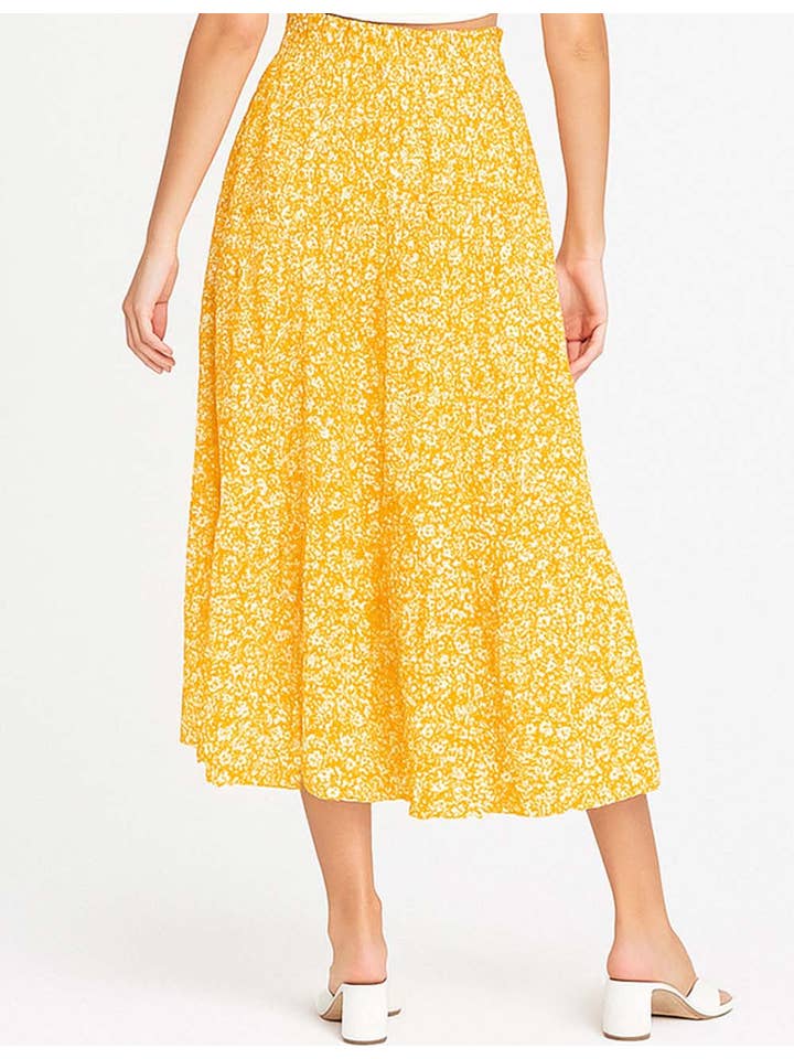 Sweetkama - Wholesale Skirt - Women's - Ladies Boho Elastic Waist Ruched Drawstring Skirt4