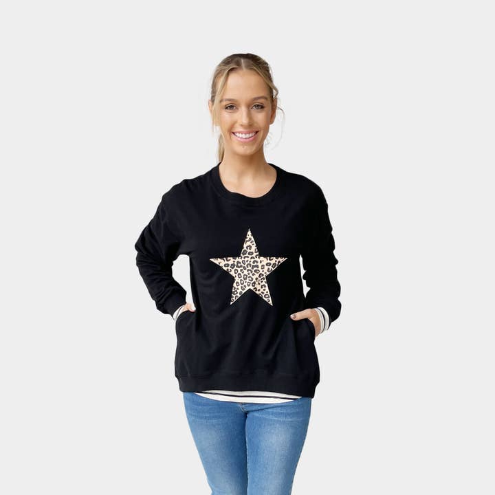Trui met luipaard ster voor wholesale door Amyic