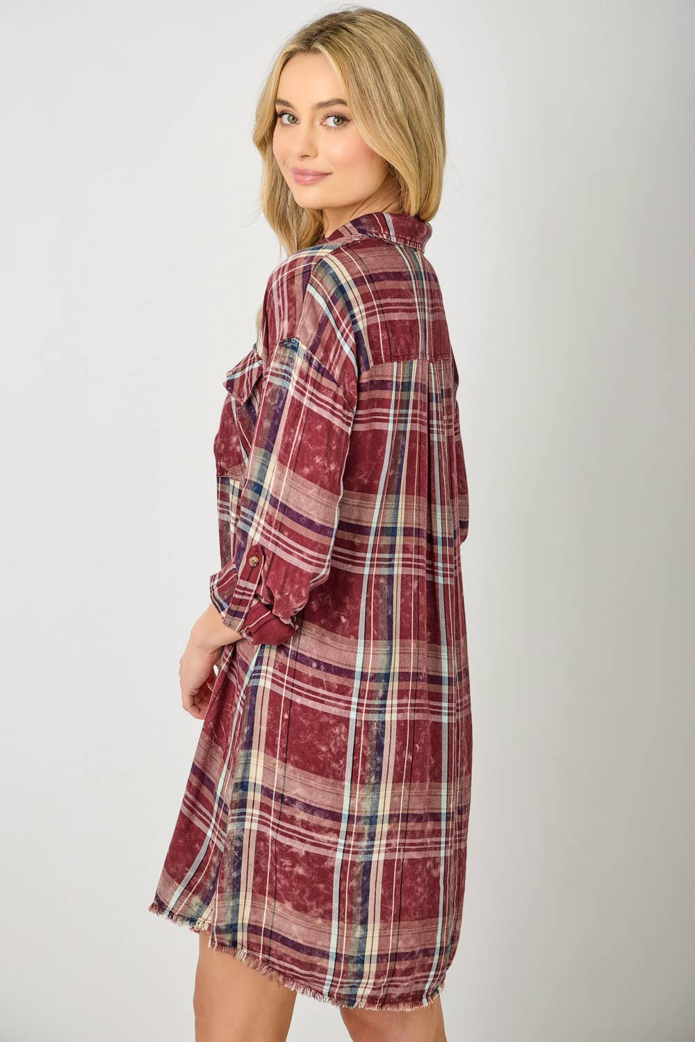Mystree - Wholesale Dress - Women's - 61161 Washed Plaid Shirt Dress11