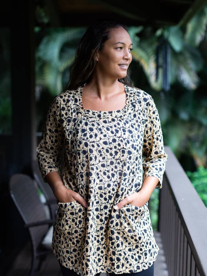 Tunica in crêpe di cotone con girasole per la vendita all'ingrosso da parte di Komil