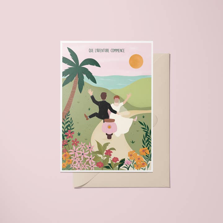 CARTE "LES JEUNES MARIÉS" pour la vente par Happy Blooming