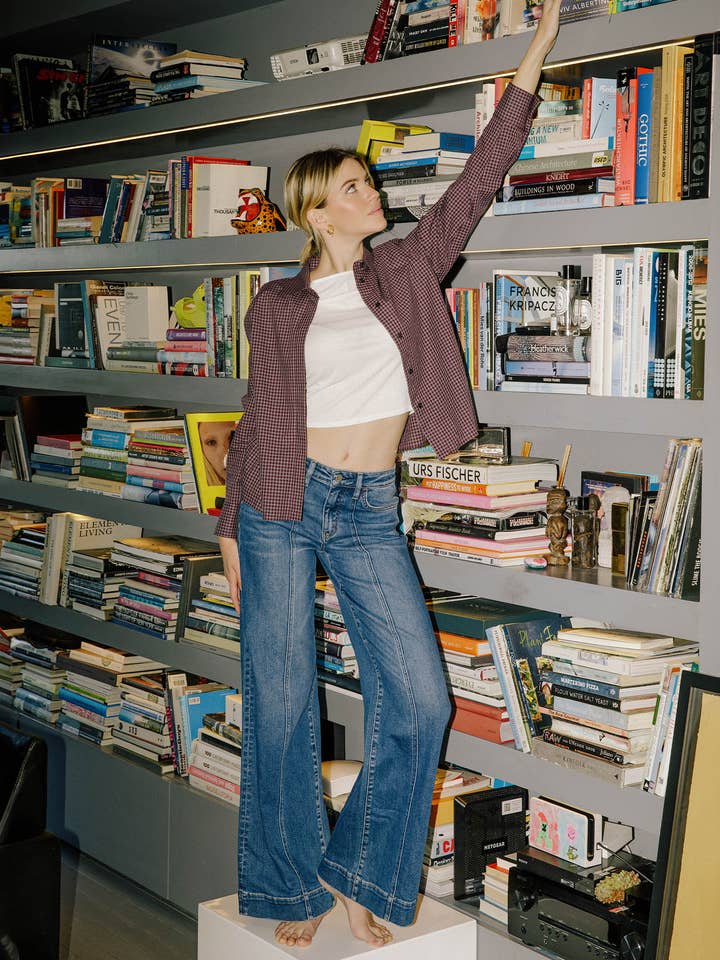 HØJ TALJE BUKSEKANT EKSTREMT BREDE BEN JEANS F6014 for engroshandel hos FLYING MONKEY