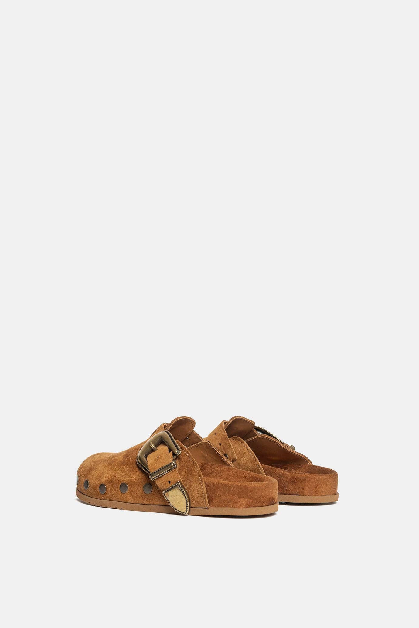 METISSE - Wholesale Sandals - Women's - Suede clogs with studs and FUS8 buckle3