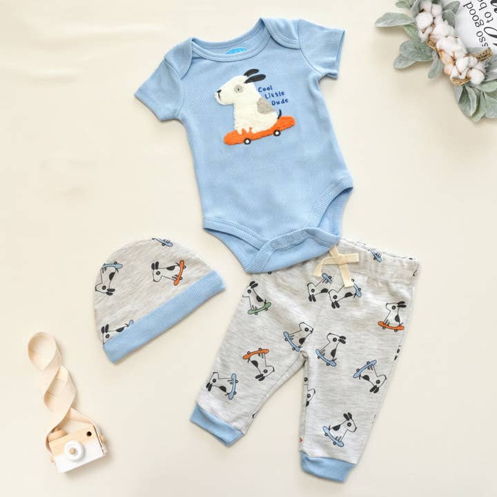 Baby 3pcs Chenille Applique Bodysuit Hat Pants Set for wholesale by Lollipop Dreams