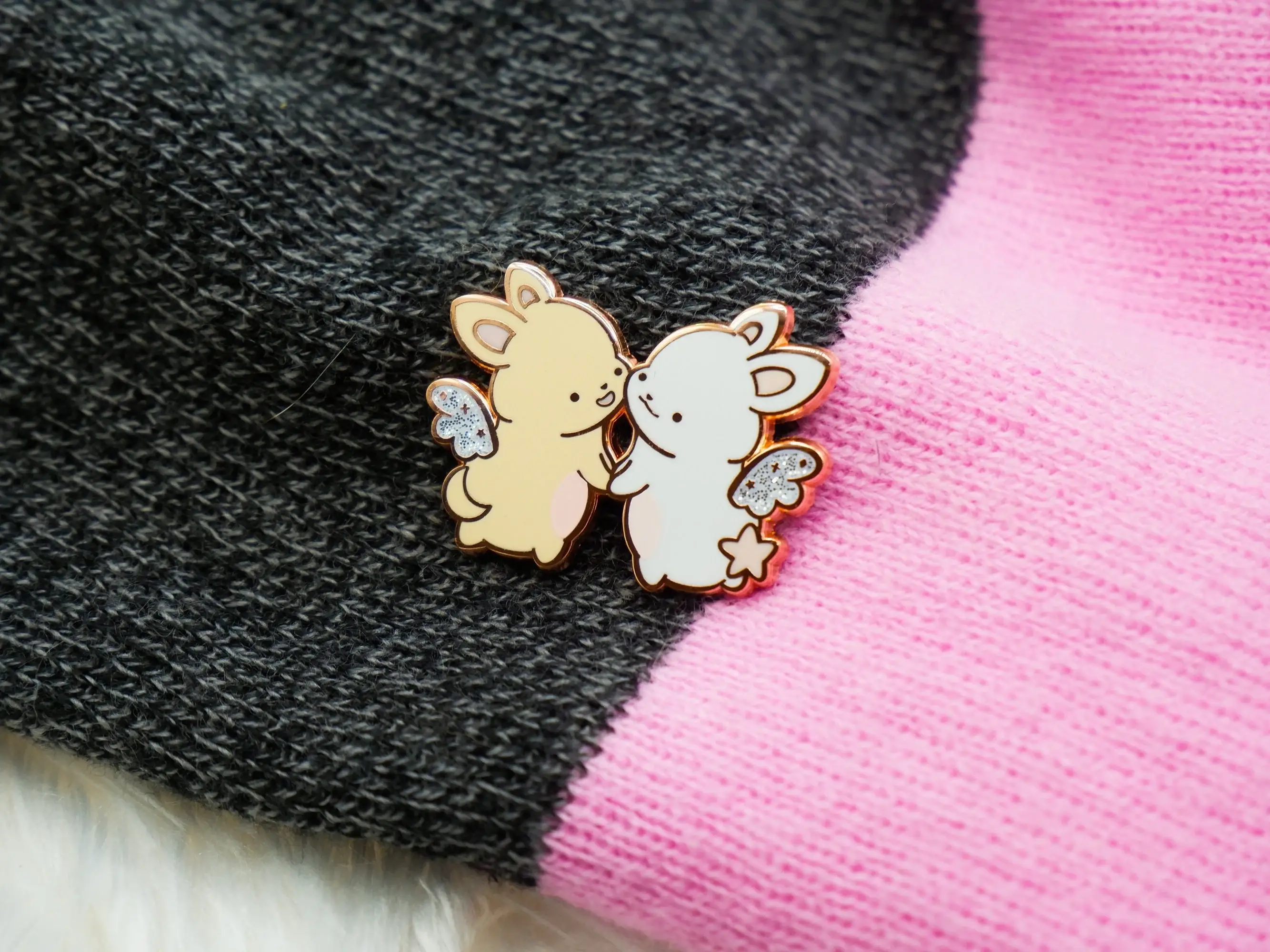 Sheepydust - Wholesale Lapel Pin/Button - Enamel Pin: Star And Moon Angel Bunnies5