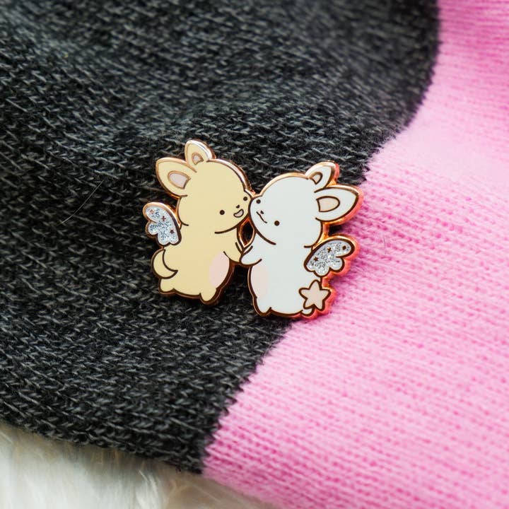 Sheepydust - Wholesale Lapel pin/button - Enamel Pin: Star And Moon Angel Bunnies5