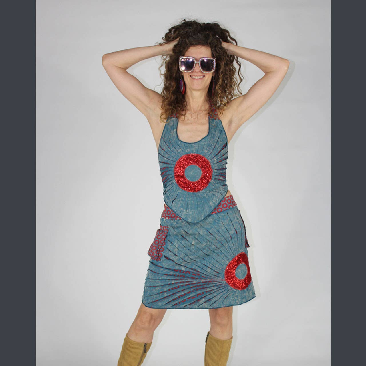 krikand AMNI BLUES MINI NEDERDEL Stenvasket Bomuldslycra Razor Cut for engroshandel på Faire2