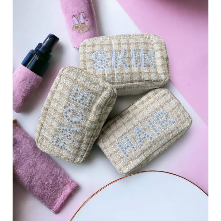 Bash - Wholesale Makeup/Cosmetic Bag - Tweed Makeup Bag, Pearl Makeup Bag, Doorbusters, Tween Gifts