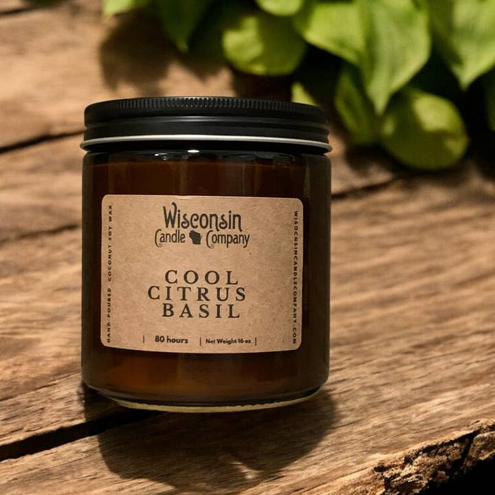 Wisconsin Candle Company - Vente Bougie en bocal - Basilic frais aux agrumes - Saison printemps/été