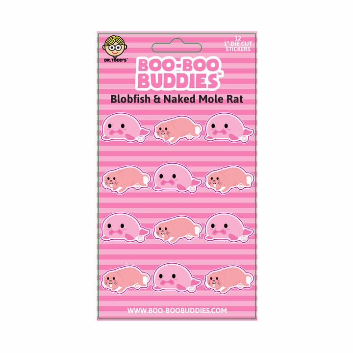 Hoja de pegatinas de Blobfish y Rata Topo Desnuda Boo Boo Buddies® – Coleccionable para venta al por mayor de Boo Boo Buddies