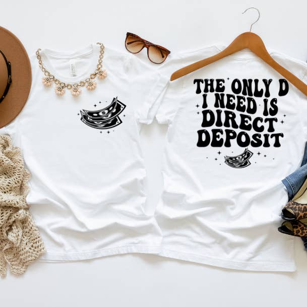 T-shirt graphique pour femmes, D pour dépôt direct, humour pour la vente par Crafty Mamas Creationz