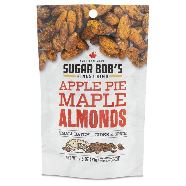 Apple Pie Maple Almonds - 2.5oz Resealable Pouch for wholesale by Sugar Bob's Finest Kind