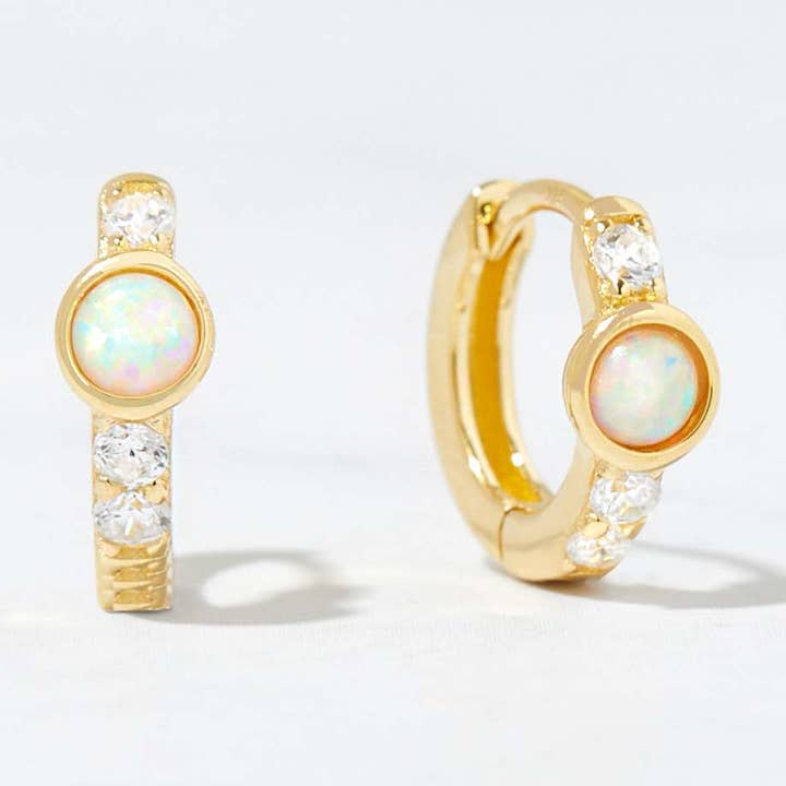 Solitaire Opal Huggies for wholesale by Sami Jewels