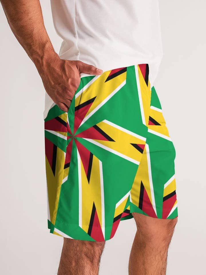 Abstract Guyanese Swag Men's Jogger Shorts for wholesale by Guyanese Swag