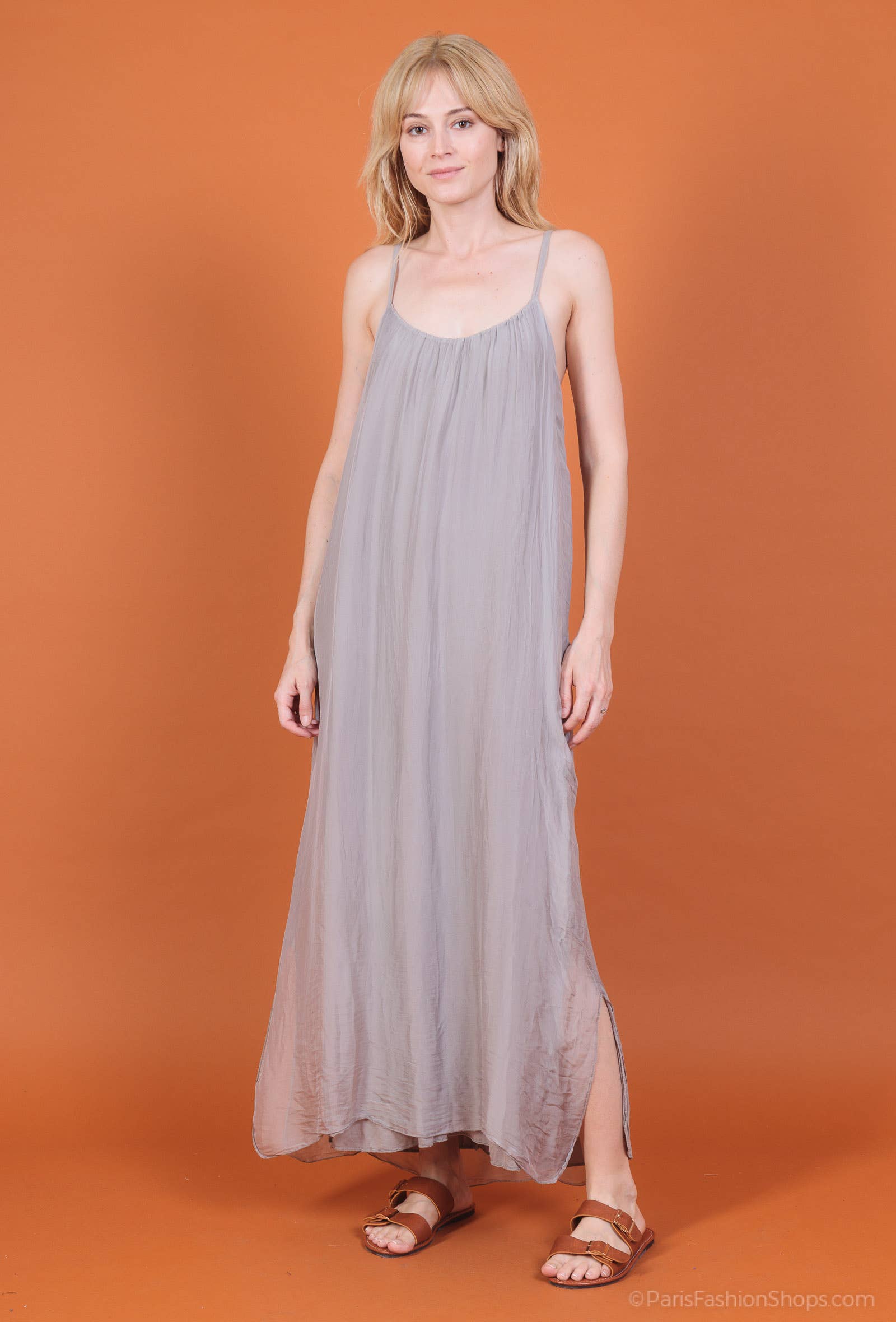 Shyloh - Wholesale Dress - Women's - Long silk dress with adjustable straps 3048021
