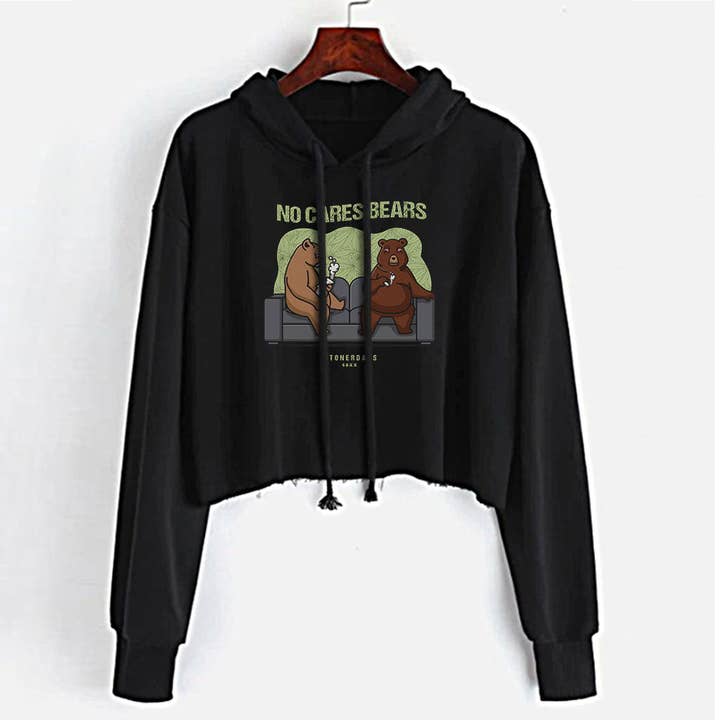 No Cares Bears Crop Top Hoodie for wholesale by StonerDays Apparel