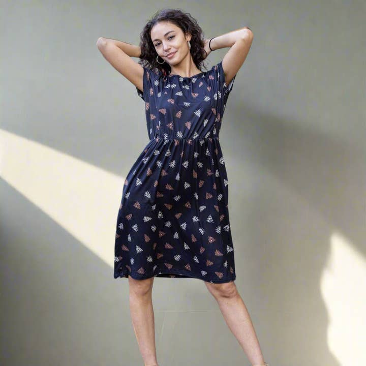 The Knee Length Breastfeeding Dress - Brown Leopard Tree for wholesale by Stylish Collective