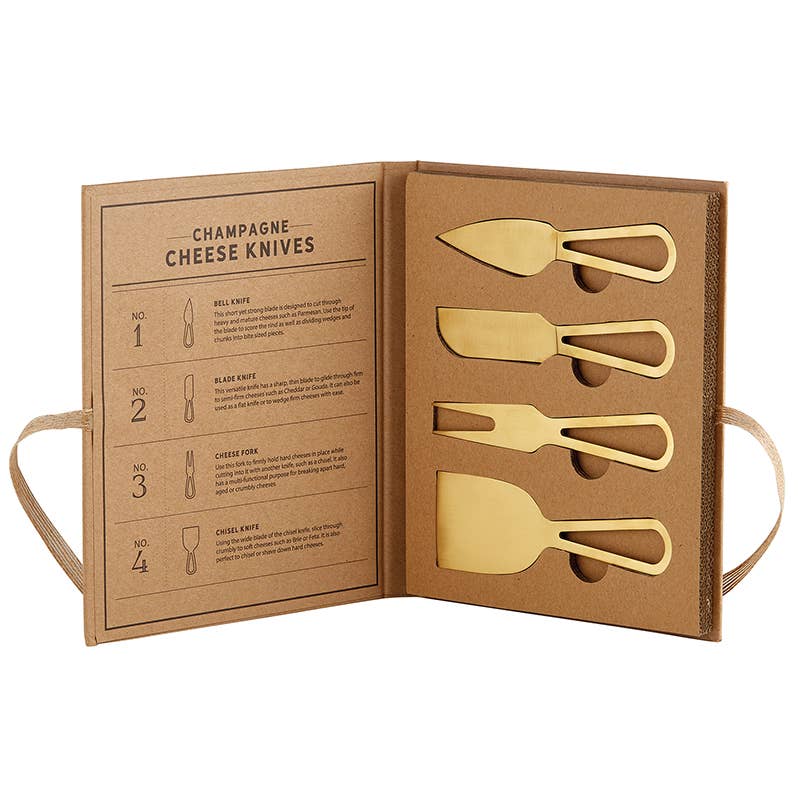 Santa Barbara Design Studio by Creative Brands - Wholesale Knife Set - Champagne Gold Cheese Knives Book Box1