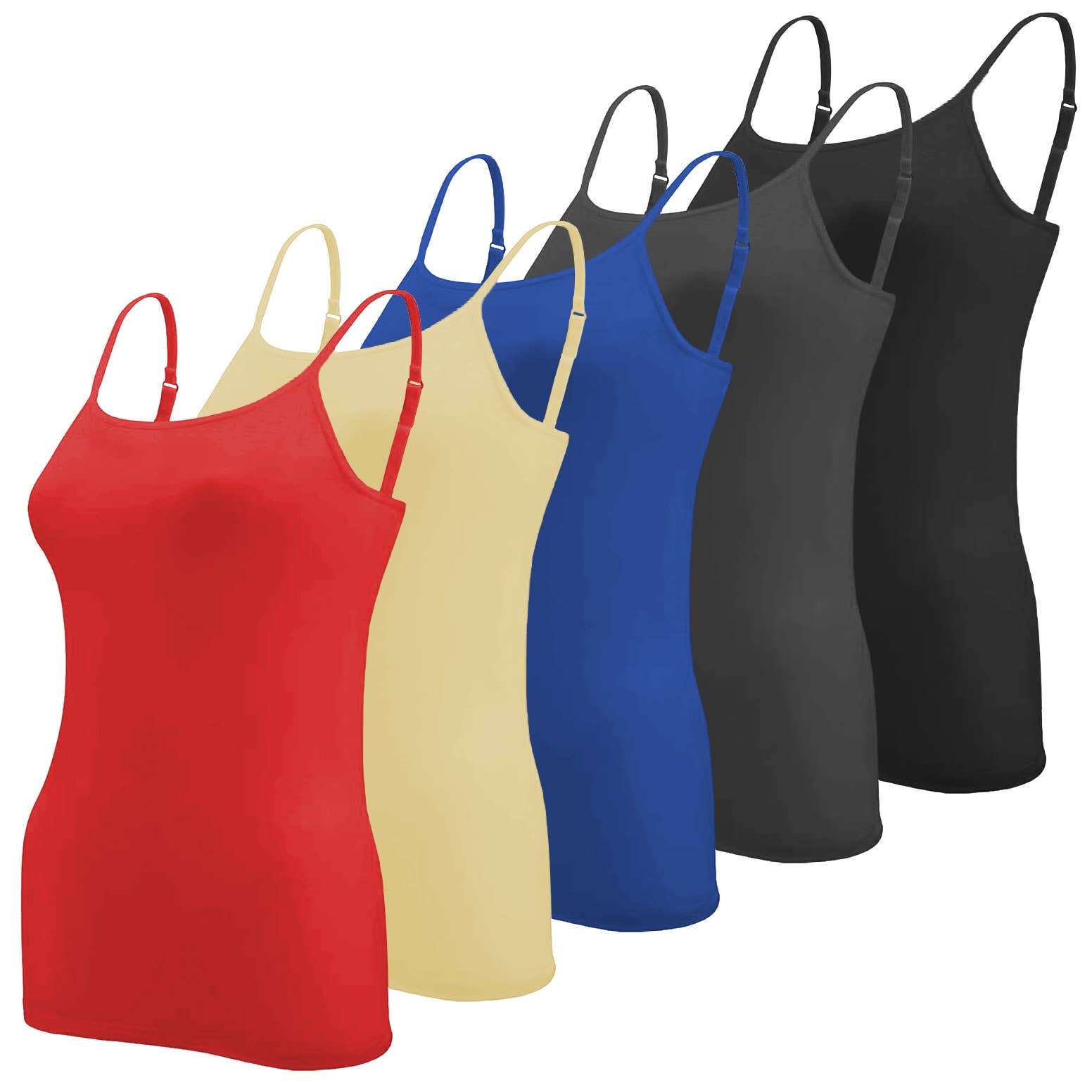 I-Wear Brands - Vente Débardeur – femme - Lot de 5 débardeurs camisoles réglables à bretelles spaghetti pour femmes7