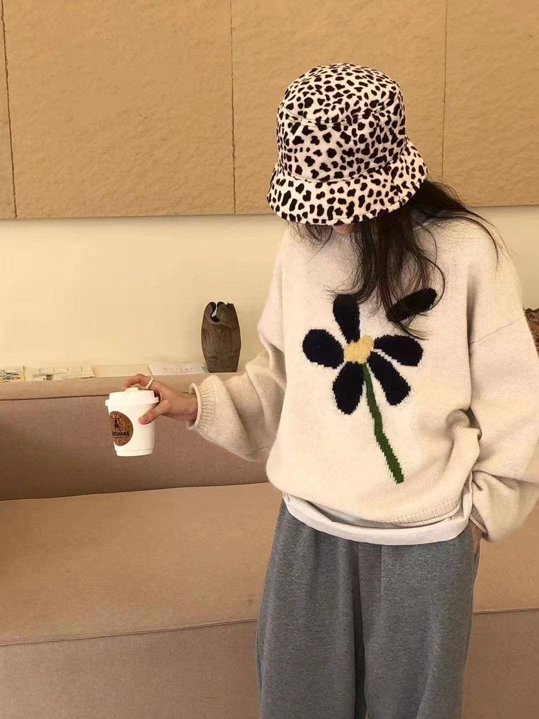 Marayn - Wholesale Knit Sweater - Women's - Korean Ins Lazy Floral Knit Sweater1