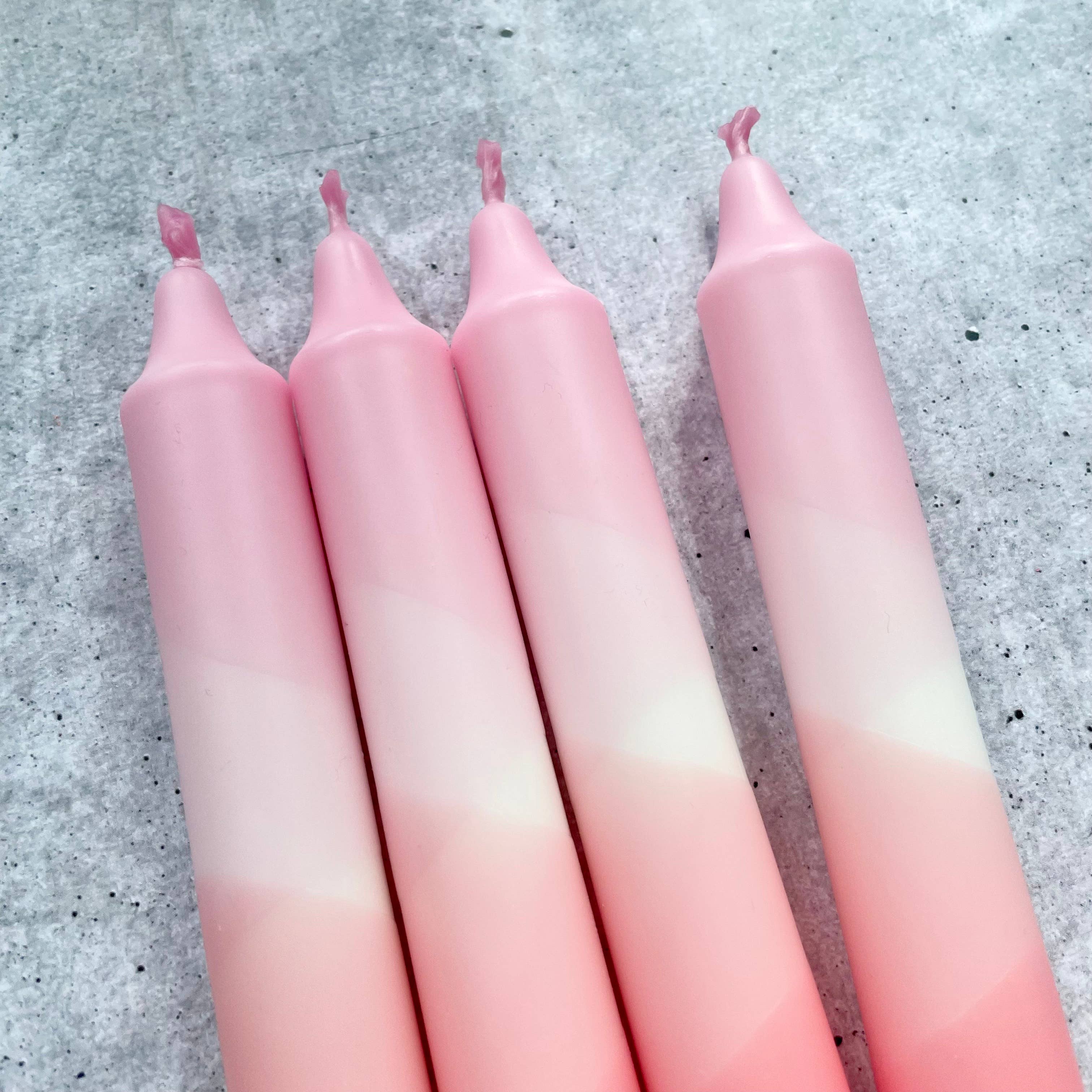 Wolkenreich - Wholesale Tapered Candle/Candlestick - Dip Dye Candles | Boho Dark Peach Pink | Set of 41