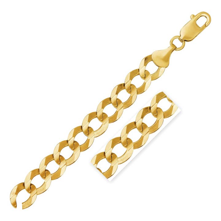 Solid Curb Chain in 14k Yellow Gold (12.18 mm) for wholesale by RubyAnn Jewelry