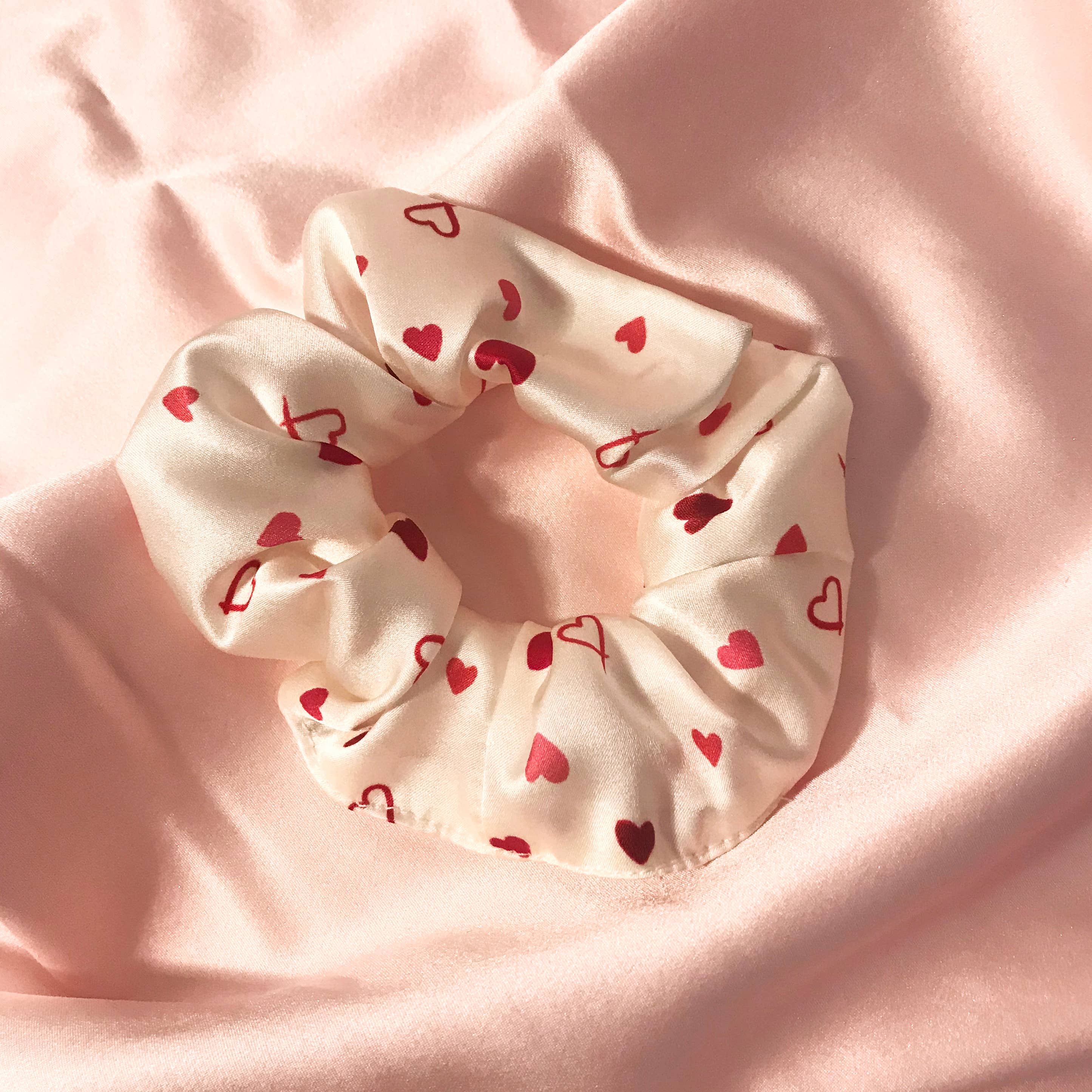 Mille Saisons – wholesale Scrunchie - Women’s – Heart Print Mulberry Silk Astrid Scrunchie- Sewn in the UK1