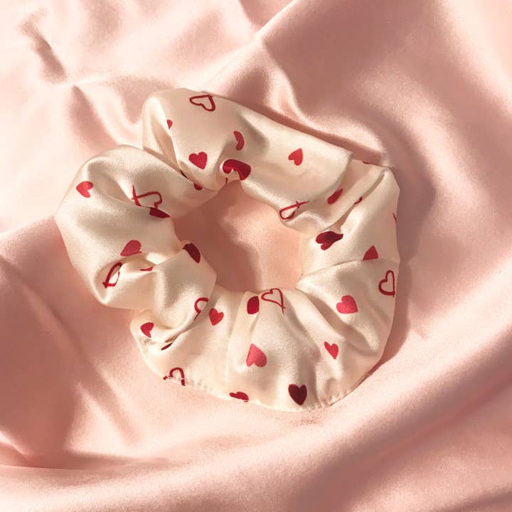 Mille Saisons – wholesale Scrunchie - Women’s – Heart Print Mulberry Silk Astrid Scrunchie- Sewn in the UK1