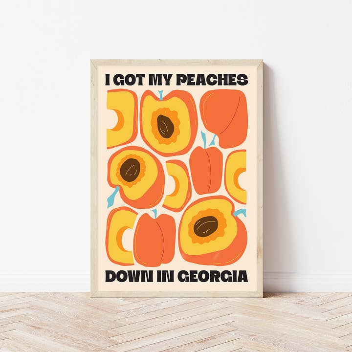 Peaches | Wall Art Print for wholesale by Bored At Work Studio