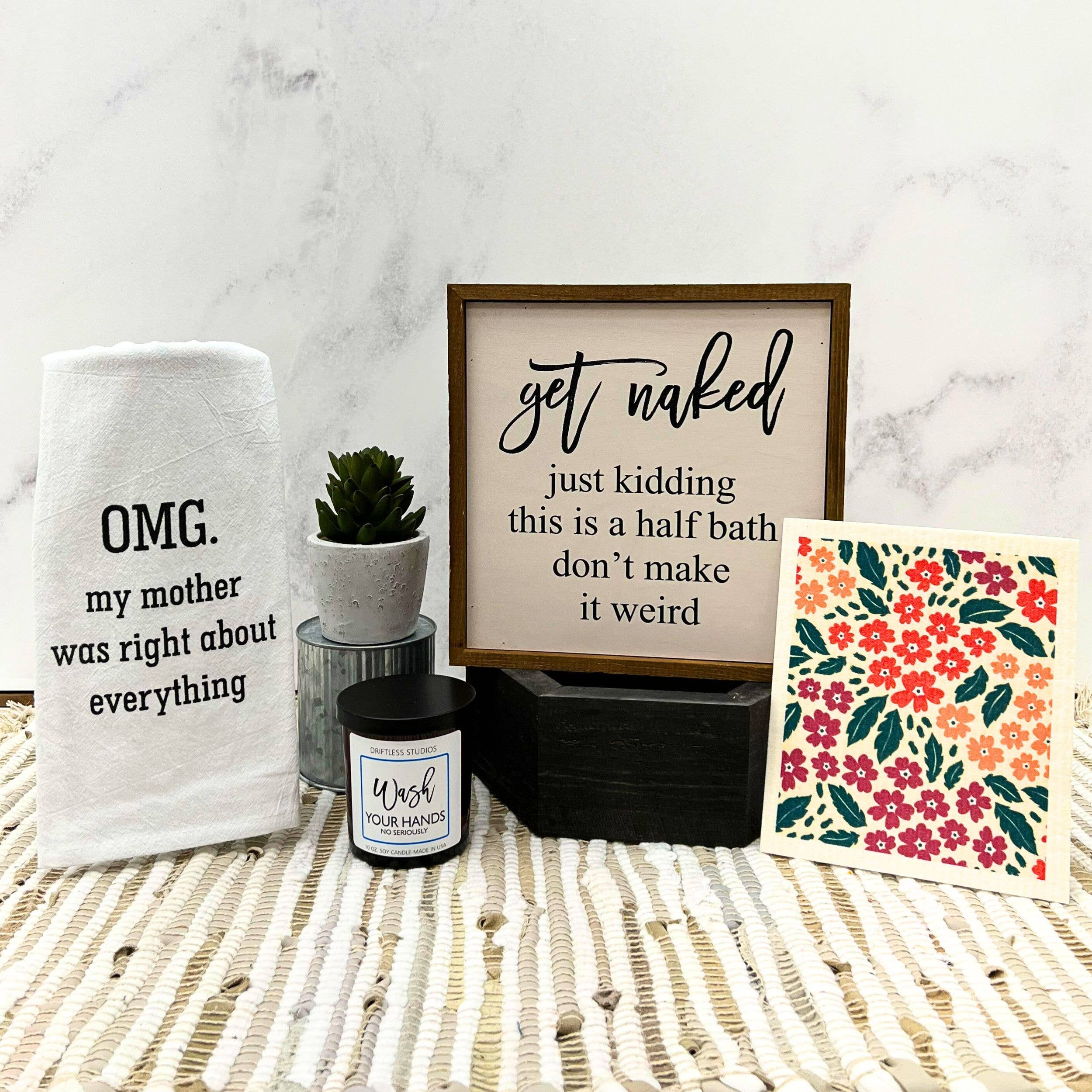 Driftless Studios - Vente Panneaux de salle de bain - 10X10 Get Naked Demi Salle de Bain Enseigne en bois2