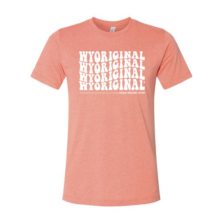 WYORIGINAL® Stacked Tee - Heather Sunset for wholesale by Roam Around Wear