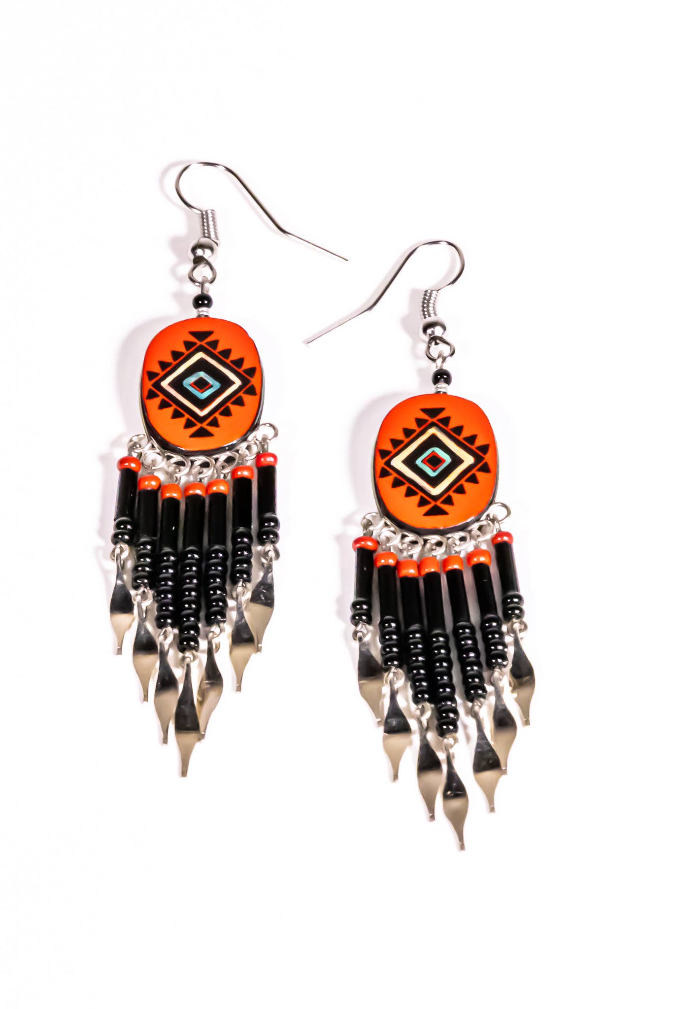 Shelley Enterprises Inc. - Vendita all'ingrosso Orecchini pendenti - 7601-Orecchini dipinti, fatti a mano con perline ceche18