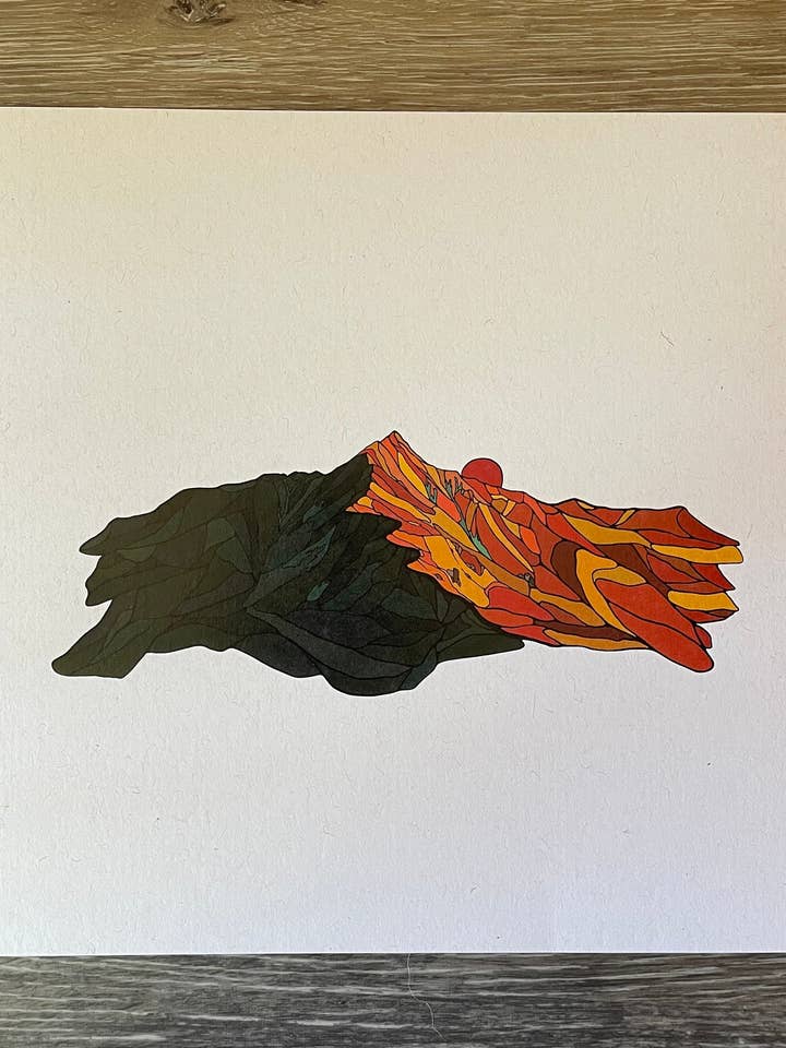 Bright Side - Mountain Art, Alpenglow minimalist art for wholesale by Bryn Merrell Art