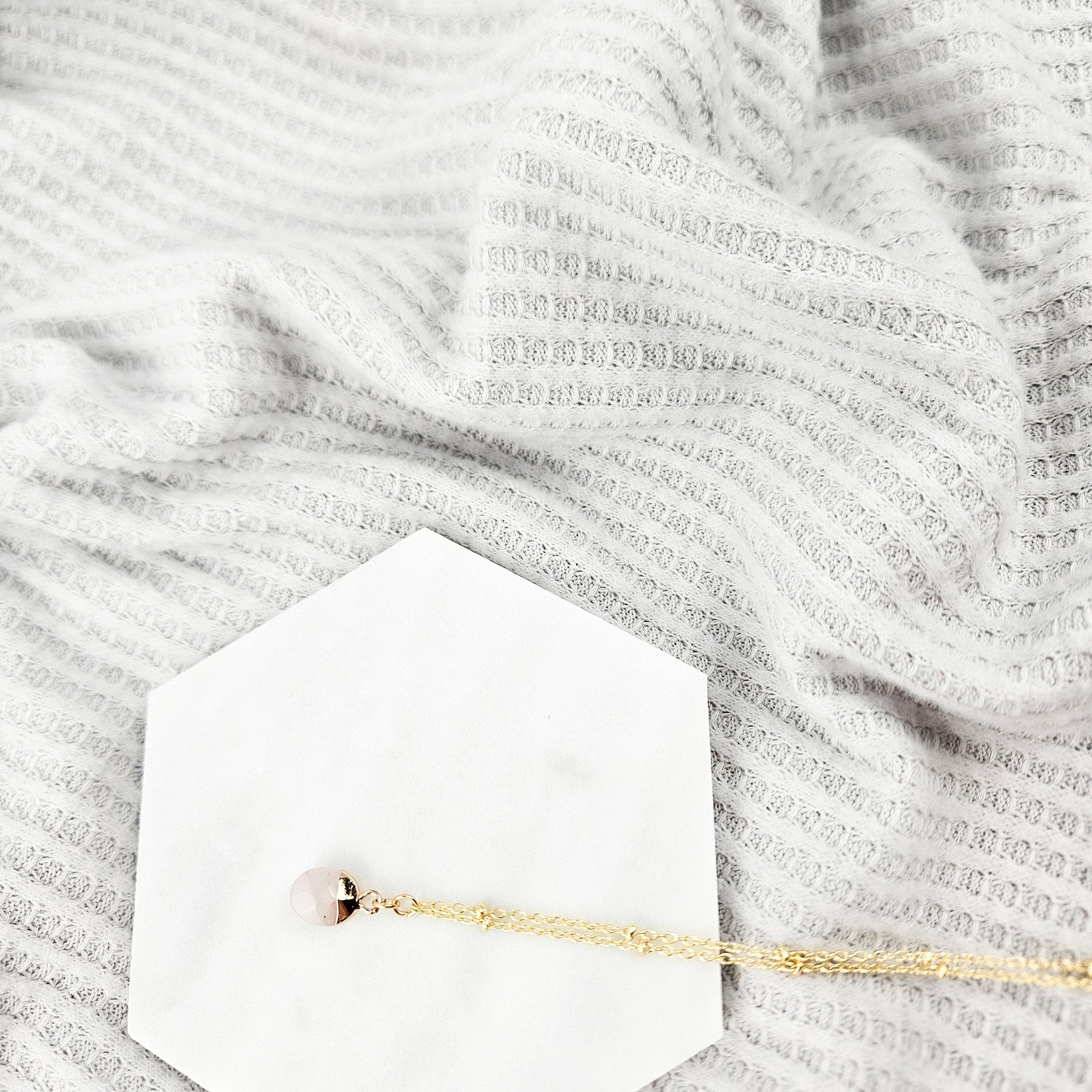 The Curated Carrot - Wholesale Pendant/Charm Necklace - Dainty Rose Quartz Gemstone Necklace9