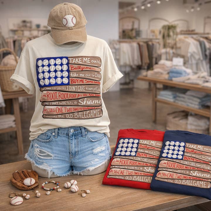 T-shirts et sweat-shirts drapeau batte de baseball pour la vente par Trendy Chic Apparel LLC