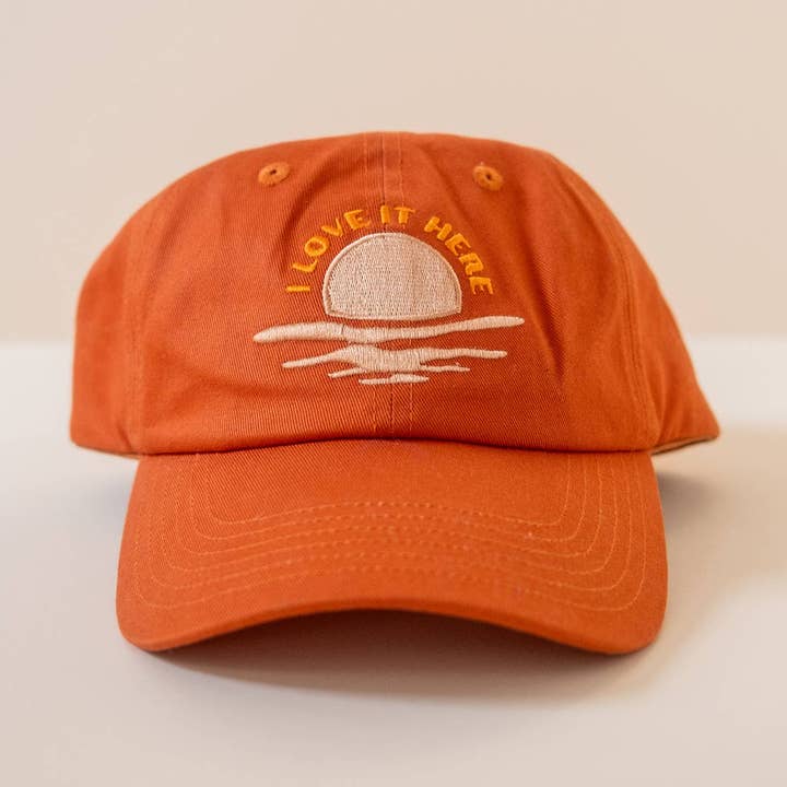 I love it here embroidered cap for wholesale by cai & jo USA