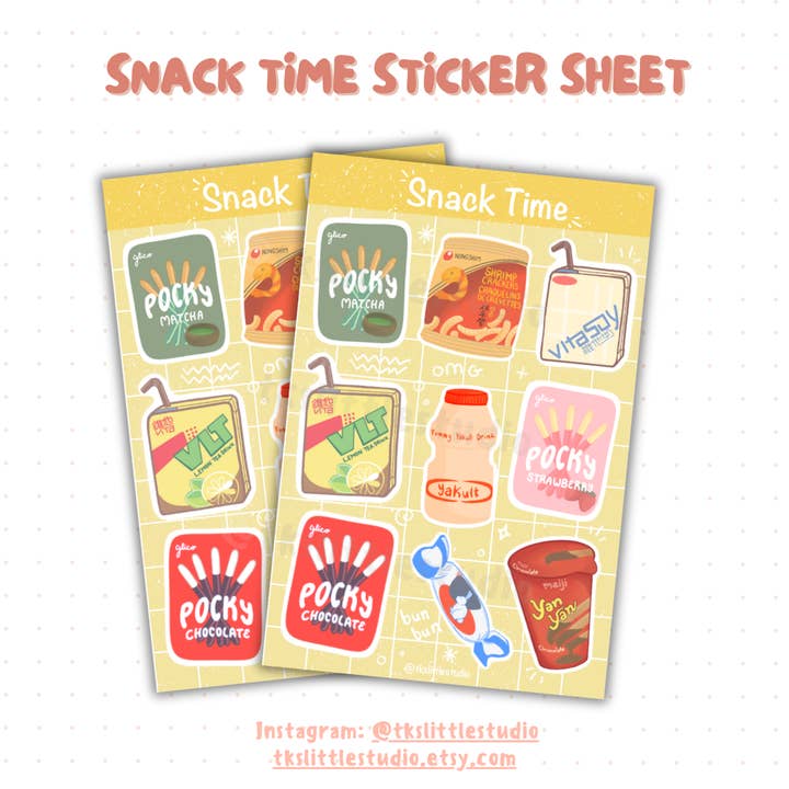 TK's Little Studio - Wholesale Sticker - Asian Snack Time Sticker Sheet